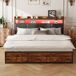 Cama con almacenamiento, cama doble, USB, LED 217x182 Cama con almacenamiento, cama doble, USB, LED 217x182 Negro