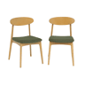 Cadeira vintage em madeira de seringueira e tecido, set de 2 Verde caqui - 50x53x80 cm