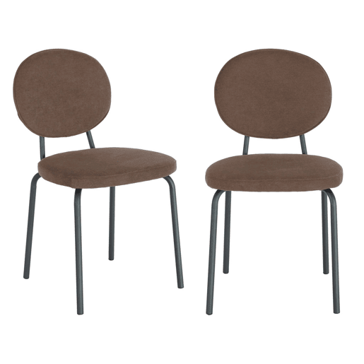 Cadeira vintage de metal revestida em tecido, set de 2 Castanho - 51x44x82 cm