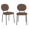Cadeira vintage de metal revestida em tecido, set de 2 Castanho - 51x44x82 cm