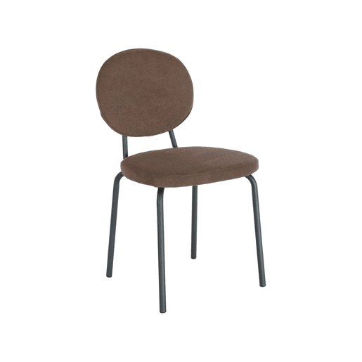Cadeira vintage de metal revestida em tecido, set de 2 Castanho - 51x44x82 cm