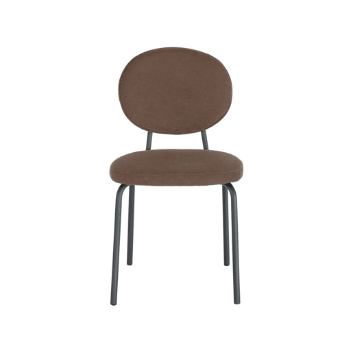 Cadeira vintage de metal revestida em tecido, set de 2 Castanho - 51x44x82 cm