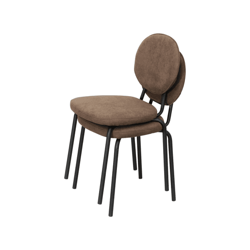 Cadeira vintage de metal revestida em tecido, set de 2 Castanho - 51x44x82 cm