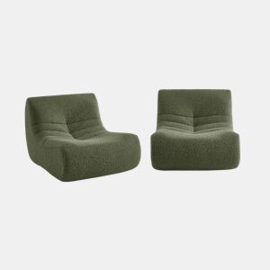 Módulo para sofá modular em tecido efeito alpaca, set de 2 Verde caqui - 91x105x72 cm