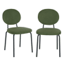 Cadeira vintage de metal revestida em tecido, set de 2 Verde caqui - 51x44x82 cm