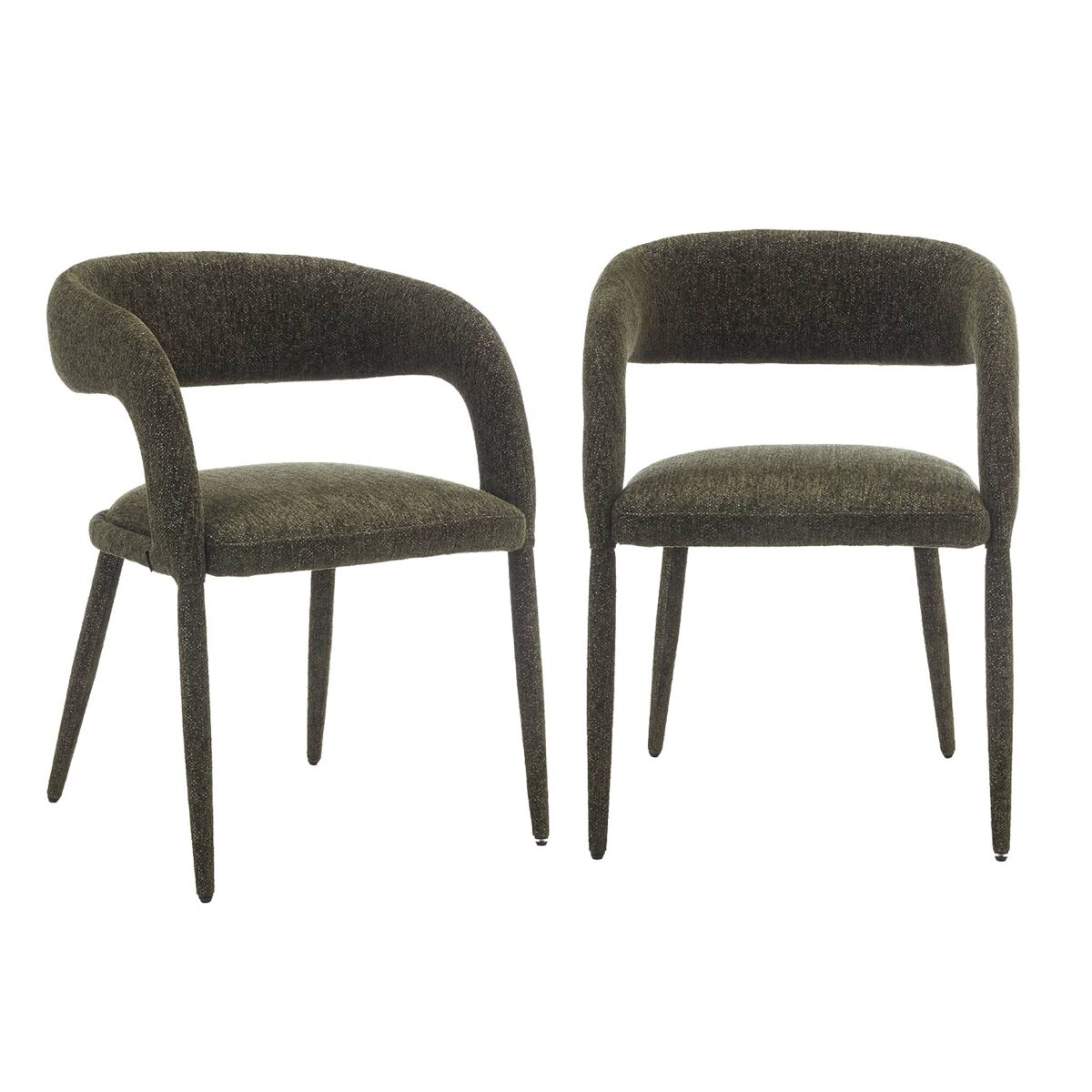 Sillón contemporáneo de tela, set de 2 verde kaki - 57.5x58x77.5 cm