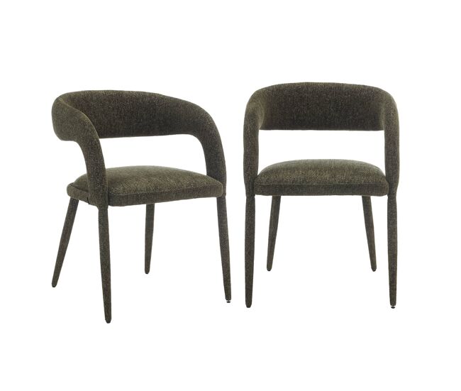 Sillón contemporáneo de tela, set de 2 verde kaki - 57.5x58x77.5 cm