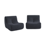 Módulo para sofá modular em tecido efeito alpaca, set de 2 Azul escuro - 91x105x72 cm