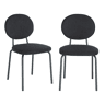 Cadeira vintage de metal revestida em tecido, set de 2 Preto - 51x44x82 cm
