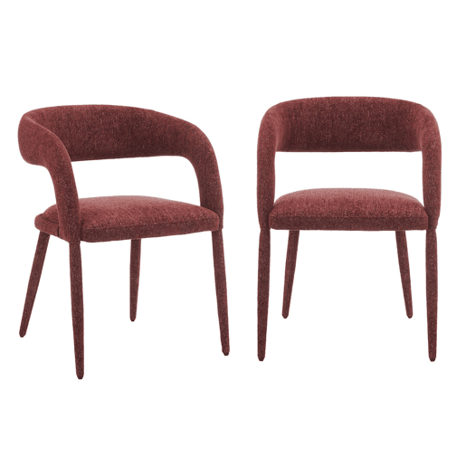 Cadeira contemporânea revestida em tecido, set de 2 Borgonha - 57.5x58x77.5 cm