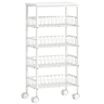 HOMCOM Carrinho Auxiliar com Rodas, Carrinho de Cozinha com 4 Cestos Amovíveis, Carga até 15 kg, Estrutura Metálica, para Sala de Jantar, Sala de Estar e Casa de Banho, 40x24x82 cm, Branco