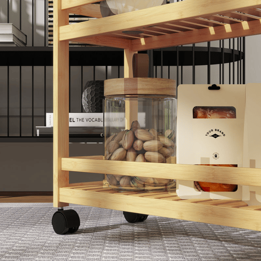 HOMCOM Carrinho Auxiliar com Rodas em Bambu, Carrinho de Cozinha Estreito de 3 Níveis com Pega, para Sala, Casa de Banho, Espaços Pequenos, 55x20x75 cm, Natural HOMCOM Carrinho Auxiliar com Rodas em Bambu, Carrinho de Cozinha Estreito de 3 Níveis com Pega, para Sala, Casa de Banho, Espaços Pequenos, 55x20x75 cm, Natural