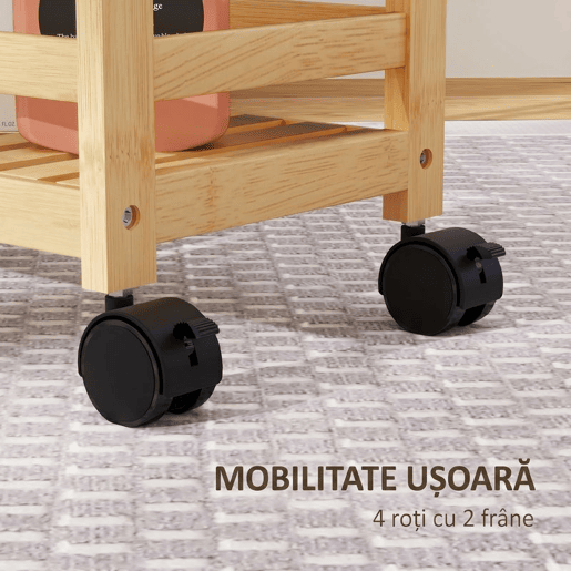 HOMCOM Carrinho Auxiliar com Rodas em Bambu, Carrinho de Cozinha Estreito de 3 Níveis com Pega, para Sala, Casa de Banho, Espaços Pequenos, 55x20x75 cm, Natural HOMCOM Carrinho Auxiliar com Rodas em Bambu, Carrinho de Cozinha Estreito de 3 Níveis com Pega, para Sala, Casa de Banho, Espaços Pequenos, 55x20x75 cm, Natural