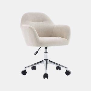 Cadeira de secretária infantil com rodas ajustável em tecido chenille Bege - 52x48x74 cm