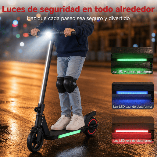 Trotinete elétrica infantil ORYXEARTH dobrável com travão duplo, ecrã LED e luzes, velocidade máxima 16 kmh Trotinete elétrica infantil ORYXEARTH dobrável com travão duplo, ecrã LED e luzes, velocidade máxima 16 kmh