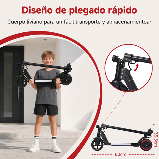 Trotinete elétrica infantil ORYXEARTH dobrável com travão duplo, ecrã LED e luzes, velocidade máxima 16 kmh Trotinete elétrica infantil ORYXEARTH dobrável com travão duplo, ecrã LED e luzes, velocidade máxima 16 kmh