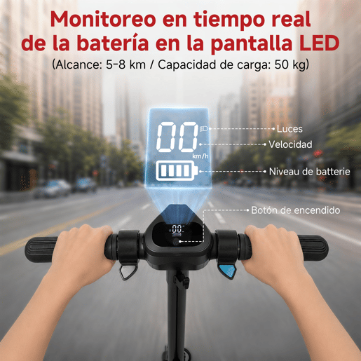 Trotinete elétrica infantil ORYXEARTH dobrável com travão duplo, ecrã LED e luzes, velocidade máxima 16 kmh Trotinete elétrica infantil ORYXEARTH dobrável com travão duplo, ecrã LED e luzes, velocidade máxima 16 kmh