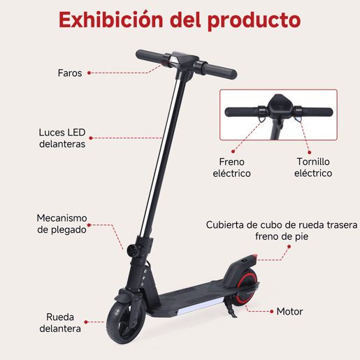 Trotinete elétrica infantil ORYXEARTH dobrável com travão duplo, ecrã LED e luzes, velocidade máxima 16 kmh Trotinete elétrica infantil ORYXEARTH dobrável com travão duplo, ecrã LED e luzes, velocidade máxima 16 kmh
