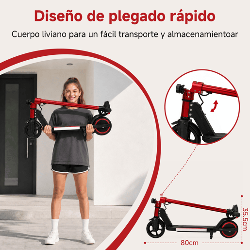 Trotinete elétrica infantil ORYXEARTH dobrável com travão duplo, ecrã LED e luzes, velocidade máxima 16 kmh Trotinete elétrica infantil ORYXEARTH dobrável com travão duplo, ecrã LED e luzes, velocidade máxima 16 kmh