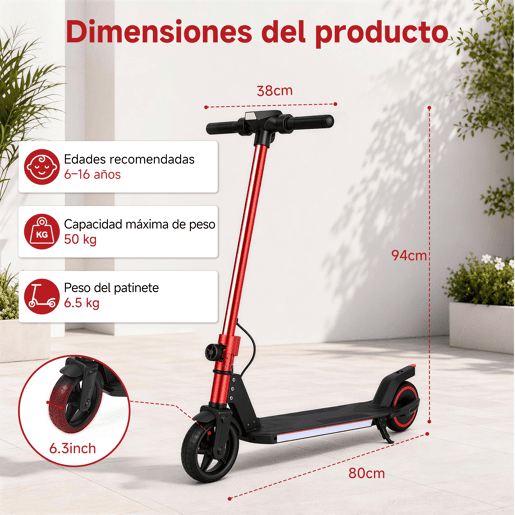 Trotinete elétrica infantil ORYXEARTH dobrável com travão duplo, ecrã LED e luzes, velocidade máxima 16 kmh Trotinete elétrica infantil ORYXEARTH dobrável com travão duplo, ecrã LED e luzes, velocidade máxima 16 kmh