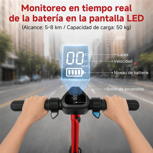 Trotinete elétrica infantil ORYXEARTH dobrável com travão duplo, ecrã LED e luzes, velocidade máxima 16 kmh Trotinete elétrica infantil ORYXEARTH dobrável com travão duplo, ecrã LED e luzes, velocidade máxima 16 kmh