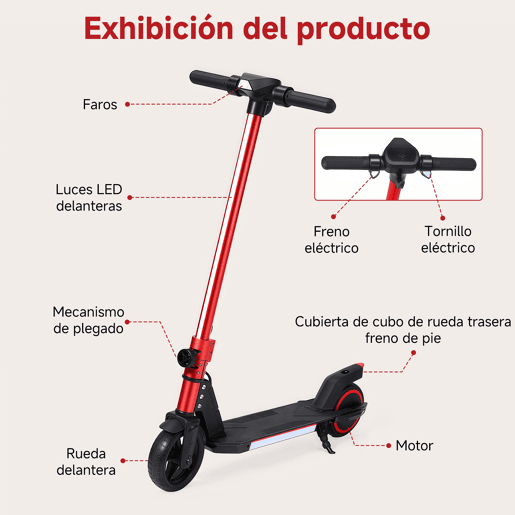 Trotinete elétrica infantil ORYXEARTH dobrável com travão duplo, ecrã LED e luzes, velocidade máxima 16 kmh Trotinete elétrica infantil ORYXEARTH dobrável com travão duplo, ecrã LED e luzes, velocidade máxima 16 kmh