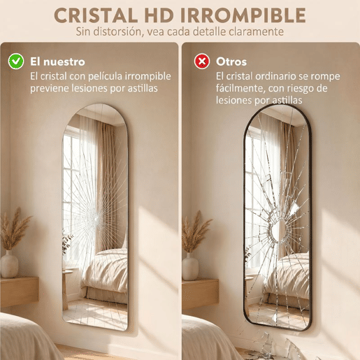 HOMCOM Espelho de Corpo Inteiro com Luzes, 120x40 cm, Espelho de Parede Arqueado, Sem Moldura, 3 Temperaturas de Cor, Brilho Ajustável, Função Memória, para Quarto, Sala, Transparente HOMCOM Espelho de Corpo Inteiro com Luzes, 120x40 cm, Espelho de Parede Arqueado, Sem Moldura, 3 Temperaturas de Cor, Brilho Ajustável, Função Memória, para Quarto, Sala, Transparente
