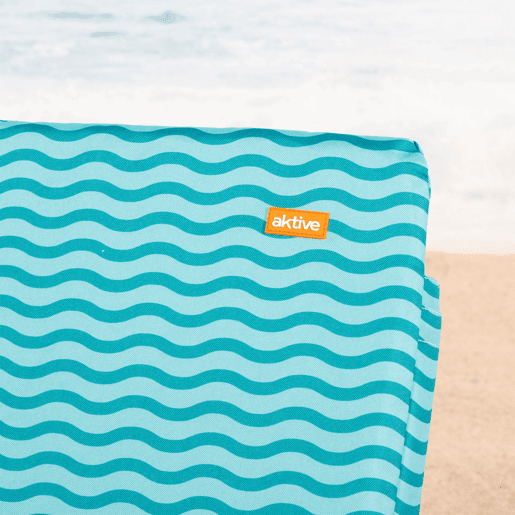 Aktive Pack 2 cadeiras praia baixas 46x60x50 cm estampa de ondas turquesa com bolso no encosto
