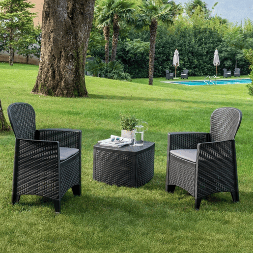 Conjunto de jardim 2 lugares em plástico Conjunto de jardim 2 lugares em plástico