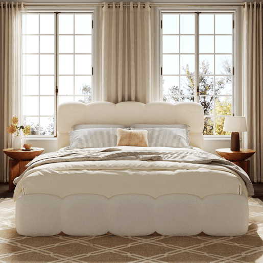 Cama de casal de tecido 180x200 cm com armazenamento,branco