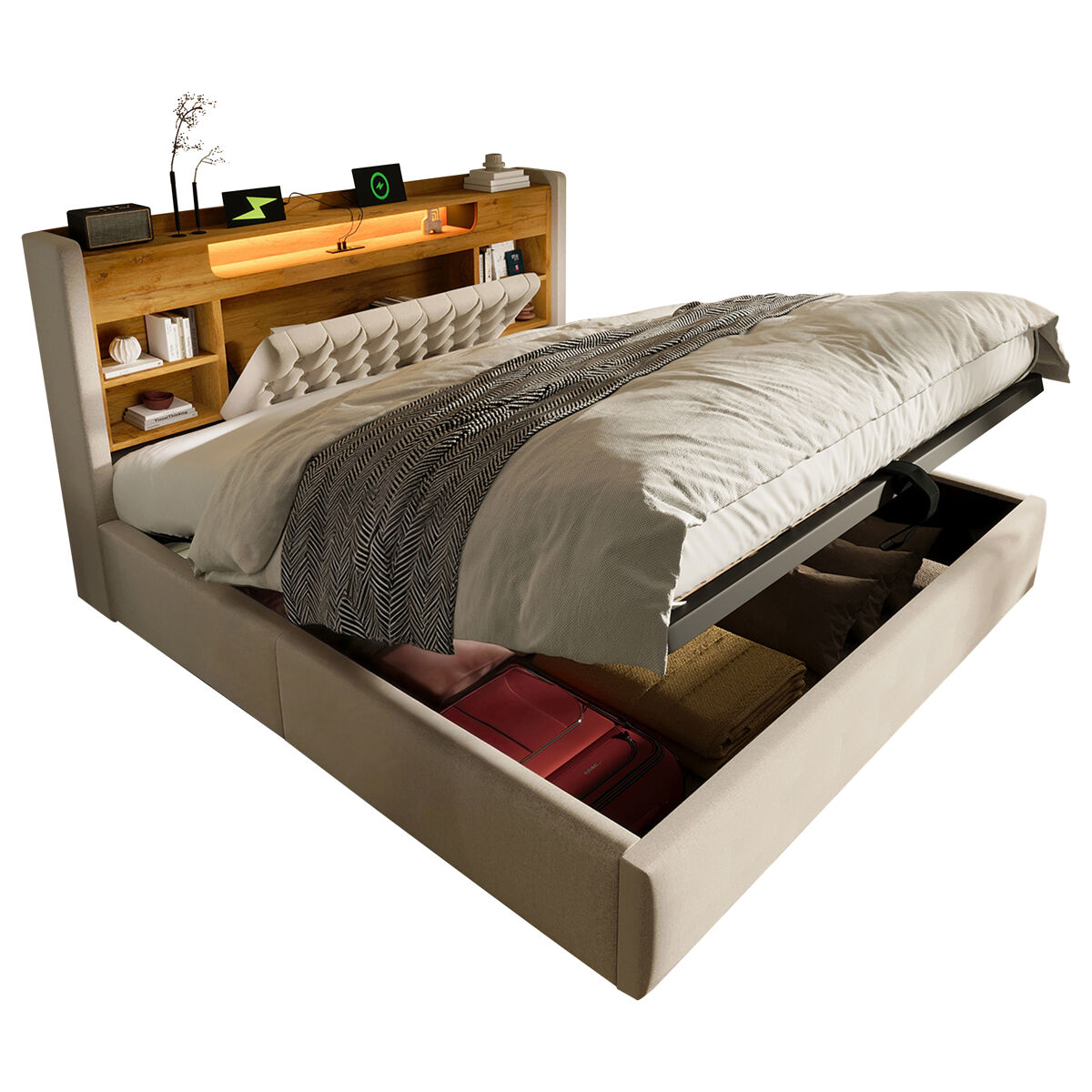 Cama de matrimonio de lino 188x223