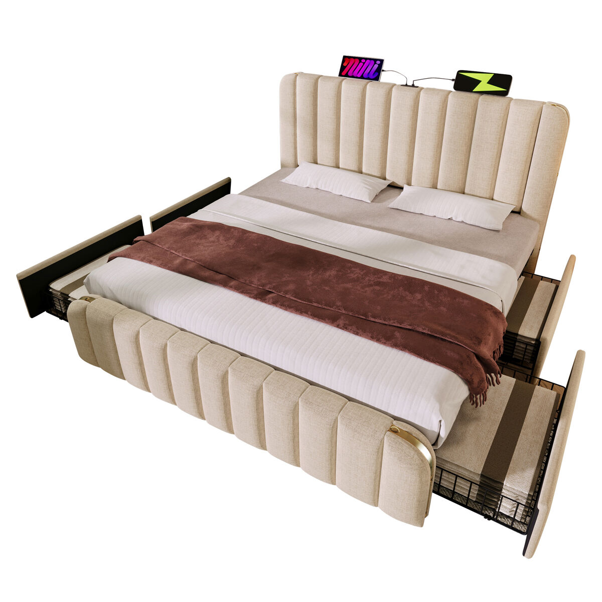 Cama de matrimonio de lino