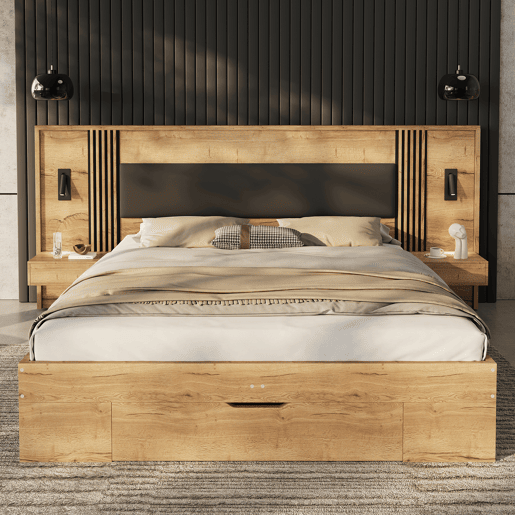 Cama de casal de mdf 160x200 cm,natural Cama de casal de mdf 160x200 cm,natural