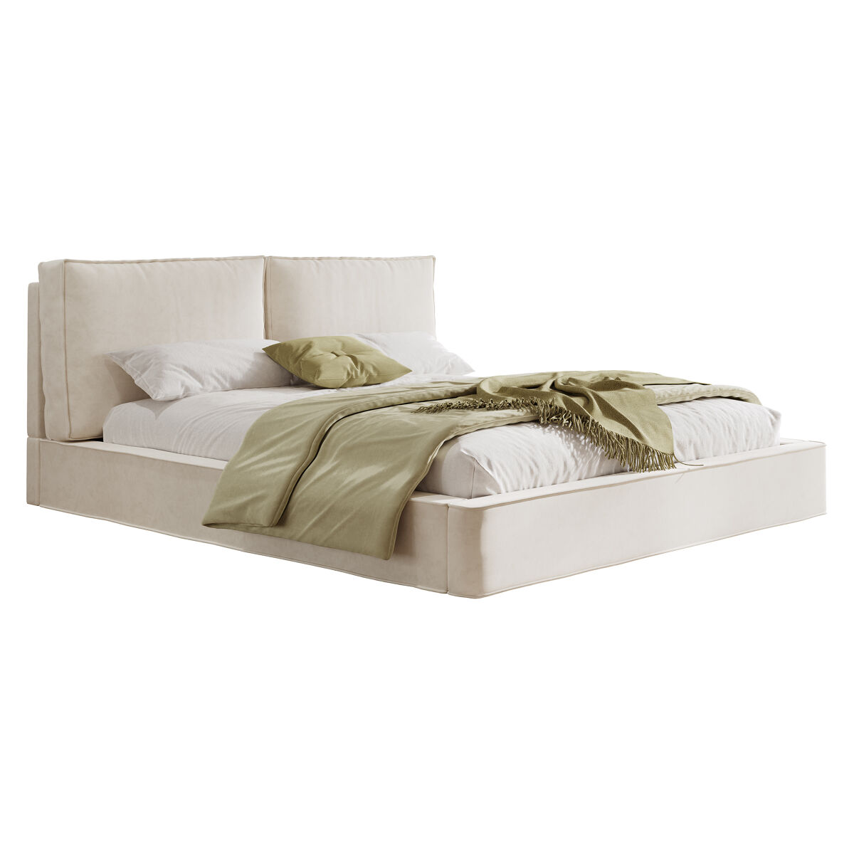 Cama de matrimonio de tela 180x200 cm,beige