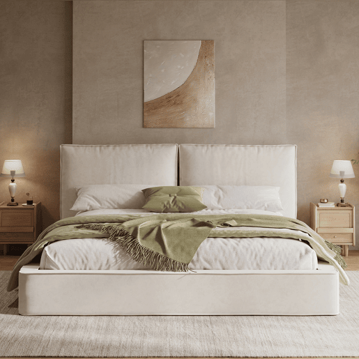 Cama de casal de tecido 180x200 cm,bege Cama de casal de tecido 180x200 cm,bege