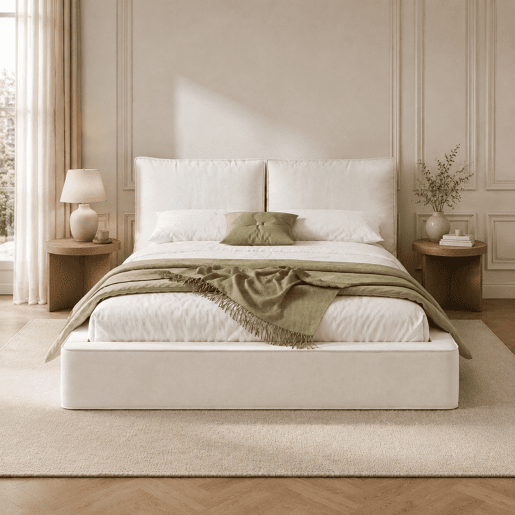Cama de casal de tecido 180x200 cm,bege Cama de casal de tecido 180x200 cm,bege