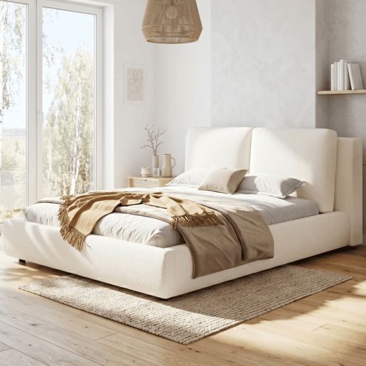 Cama de casal de tecido 180x200 cm,bege Cama de casal de tecido 180x200 cm,bege