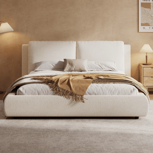 Cama de casal de tecido 180x200 cm,bege Cama de casal de tecido 180x200 cm,bege