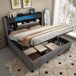 Cama de matrimonio de lino 188x223 Cama de matrimonio de lino 188x223 Gris