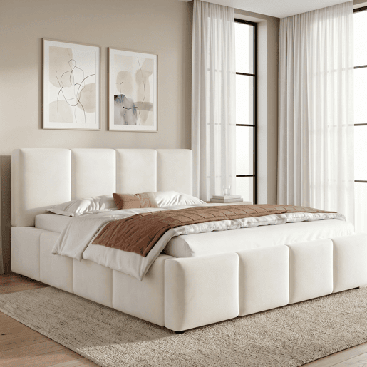 Cama de casal de tecido 180x200 cm,bege