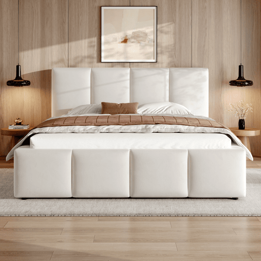 Cama de casal de tecido 180x200 cm,bege
