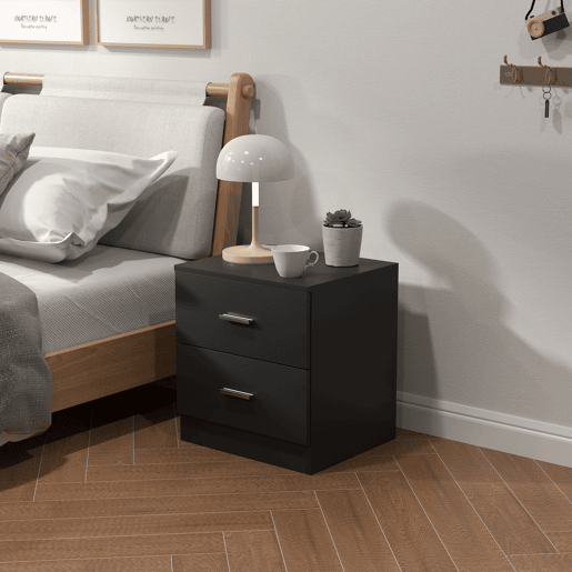Mesa de cabeceira moderna com 2 gavetas para sala de estarquarto, 45x39,5x49 cm, preta. Mesa de cabeceira moderna com 2 gavetas para sala de estarquarto, 45x39,5x49 cm, preta.