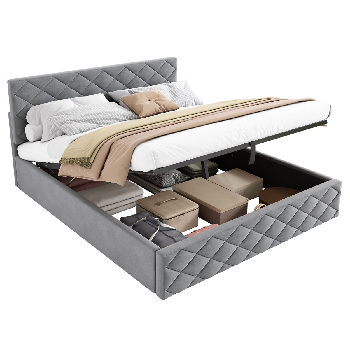 Cama de matrimonio de terciopelo