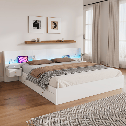 Cama de casal de mdf 180x200 cm,branco Cama de casal de mdf 180x200 cm,branco