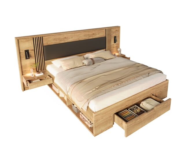 Cama de matrimonio de mdf 180x200 cm,natural