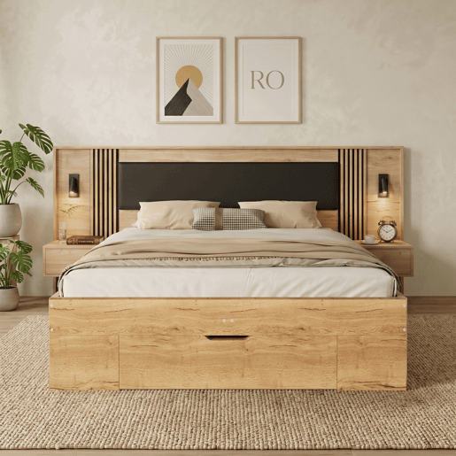 Cama de casal de mdf 180x200 cm,natural Cama de casal de mdf 180x200 cm,natural