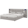 Cama de casal de linho 180x200 cm com armazenamento,cinza