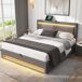 Cama de matrimonio de pu 140x203 Cama de matrimonio de pu 140x203 Gris