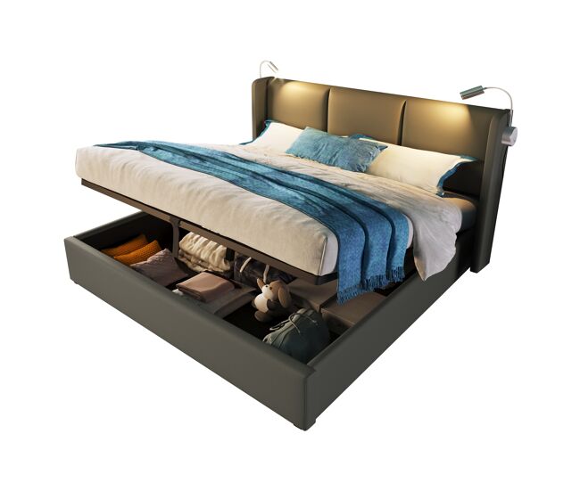 Cama de matrimonio de lino 185x206