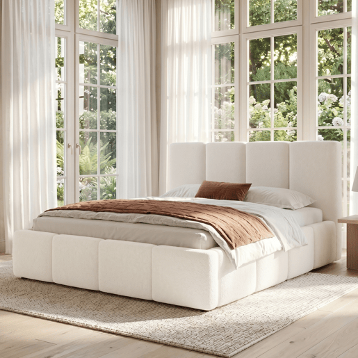 Cama de casal de tecido 180x200 cm,bege
